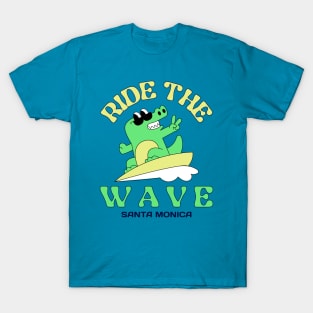 Ride The Wave Santa Monica Surfer Surfing Surfers Catching Waves T-Shirt